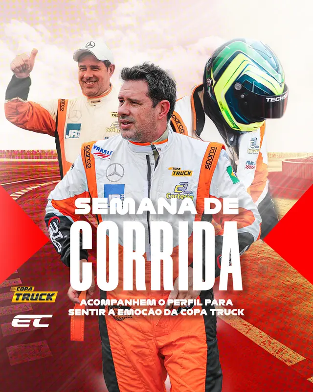 Card 'Semana de corrida' com os pilotos da Tiger Team