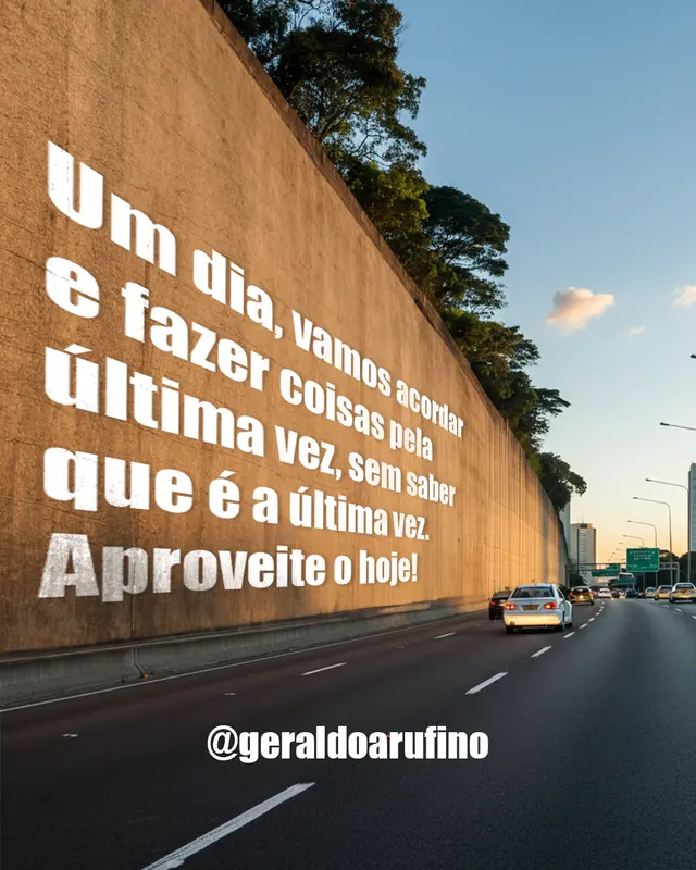 Card 'Um dia vamos acordar e fazer coisas pela última vez, sem saber que é a última vez. Aproveite o hoje'