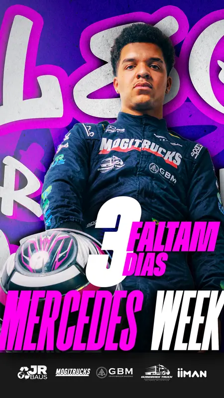 Countdown 'faltam 3 dias' para a Mercedes Week do piloto Leo Rufino